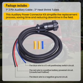 Farpida 187103A1 RE37651 3 Pin Auxiliary Cable Kit Fit for John Deere, CASE & Ford 9530T 9630 9630T 9330 CPX620 CPX610 CPX420 9230 8950 8940 8930 8920 8910 7250 7240 7230 7220 7210 625 620 2588 420