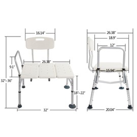 TREATLIFE HOME Aluminium Alloy Bath Safety Chair for Enhanced Comfort and Security, Adjustable Height, Lightweight and Portable