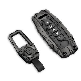 Cavlobe Zinc Alloy Key Fob Cover,Keychain,Full Protection Car Key Case for 2023 2024 2025 Kicks Sentra Versa Rogue Pathfinder Smart Remote Keyless Keyshell Accessories(NO.162-5 Black)