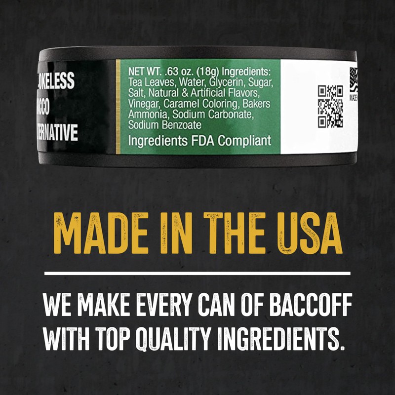 1 Can, BaccOff Wintergreen Pouches, Strong Wintergreen and Salty, Rich