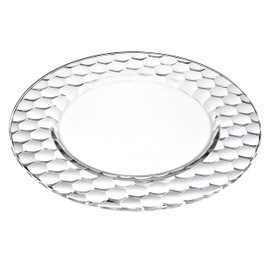 Barski - European Glass - Designed Border - Clear - Charger - Plate - 12.5" Diameter - Made in Europe - Set of 2