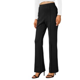 Urban CoCo Women's Stretchy Yoga Dress Pants Bootcut Work Slacks Petite Slacks for Office Casual (Black, XL)