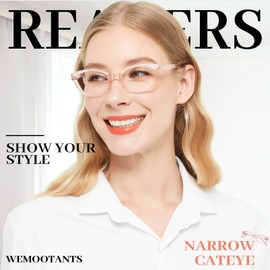 WEMOOTANTS Small Pink Reading Glasses for Women Cute Cateye Readers 2.5