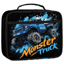 LOMBARDIDEN Kids Lunch Bag - Insulated Reusable Monster Car Trucks Lunch Box for Boys Girls - Waterproof Leakproof Lunchbox Thermal Meal Tote Kit for School Picnic Travel Back to School Giftsne size