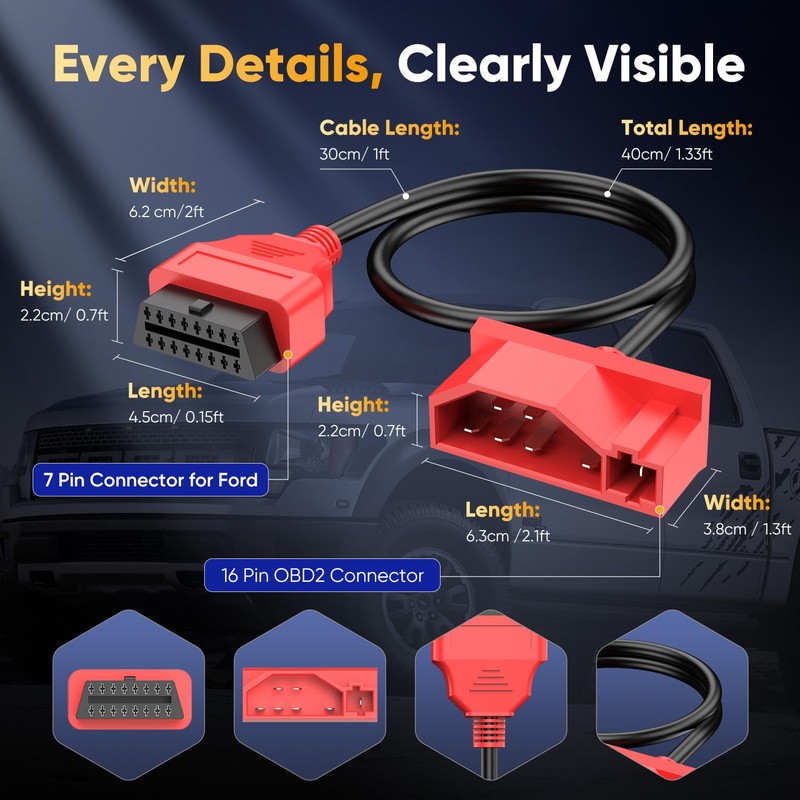 Autel 7 Pin OBD1 to OBD2 Adapter Cable for Ford,