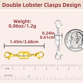 OHINGLT Magnetic Necklace Clasps and Closures with Double Lobster, Extra Strong Bracelet & Necklace Extender for Women, Magnet Jewelry Clasp Converter for Seniors