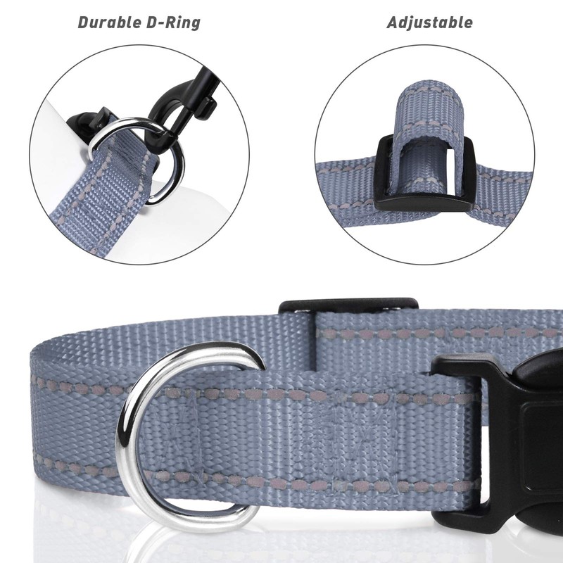 TagME Reflective Nylon Dog Collars, Adjustable Classic Dog Collar with