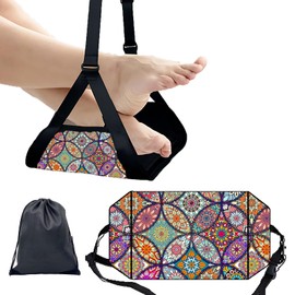 Yangbliss Airplane Foot Hammock for Plane Travel Ajustable Foot Rest for Plane Comfort Sling Travel Essentials for Adult Long Fling Accessories(Datura)