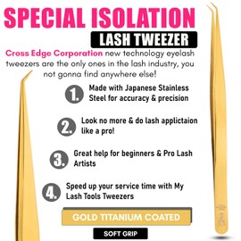 My Lash Tools Eyelash Extension Curved Degree Tweezers for Isolation Lash Extensions 14cm, Best for Individual Isolation & Classic Lashes Japanese Stainless Steel Eyelash Twisers (Gold 2)