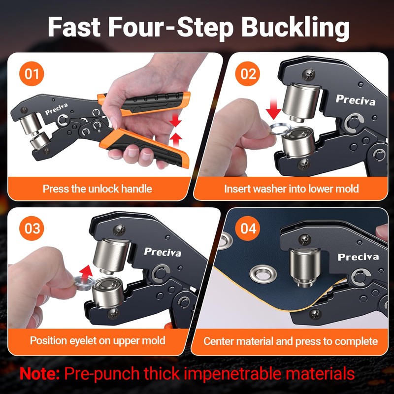 Preciva Grommet Tool Kit of 3/8" and 1/4", Interchangeable Double