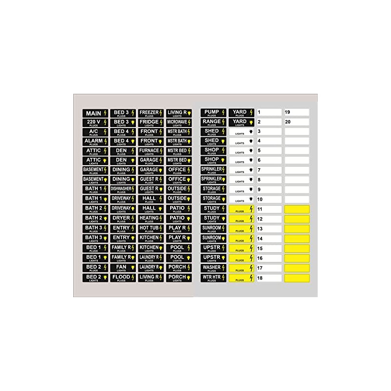 Circuit Breaker Box Label, 0.5x1.5 inch Plugs and Lights Circuit