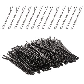 FATASH 150Pcs Hair Grips Clips Bobby Kirby Pins - Secure Hold for Women and Girls - Waved Slides, Curved Hair Pins - Decorative Hair Bun Pins - Black