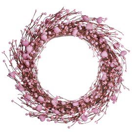 J'FLORU - Corona de San Valentín para puerta delantera, corona de 20 pulgadas para el día de San Valentín con bonitos corazones y bayas, regalos para el día de San Valentín, aniversario, decoración de boda (rosa)