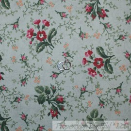 Clothworks BonEful Fabric FQ Cotton Old Quilt Mint Green Leaf Pink Rose Flower Shabby Chic