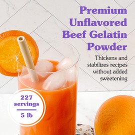 NuNaturals Unflavored Beef Gelatin Powder, Instantly Thickens, Stabilizes, and Texturizes, 5 lb
