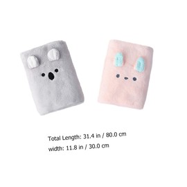 GANAZONO 2pcs Cute Quick Dry Hair Wrap Towels Absorbent Cartoon Bear Bunny Fleece for Bath Shower Travel for Women Grey