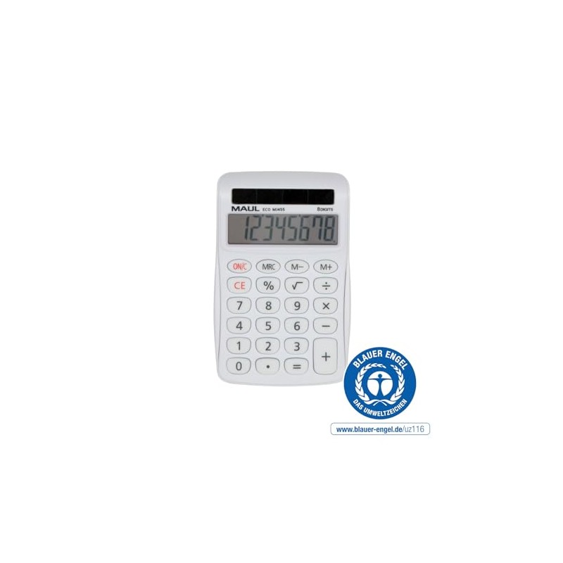 MAUL Eco MJ 455 Calculator, Solar with 8 Digits Display,