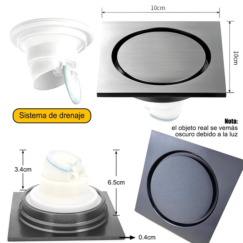 EDWINAYY Drenaje de Piso Antiolor para Ducha - Esagüe Redondo