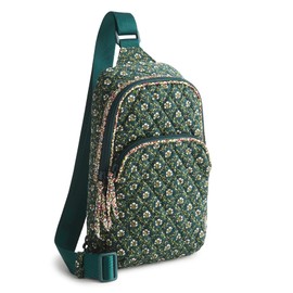 Vera Bradley Women's Premium Cotton Lorman Sling Backpack Bag, Mistletoe Lattice, One Size
