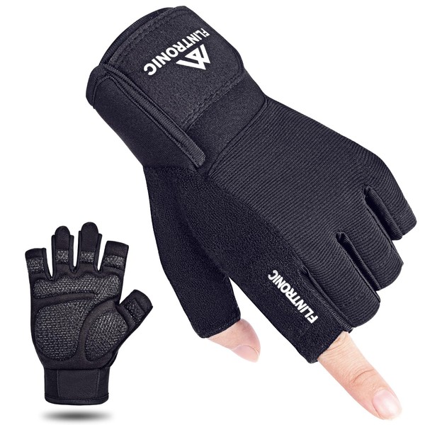 flintronic Fitness Gloves, Ventilated Fitness Gloves with Wrist Strap, Complete