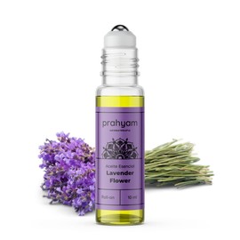 Aceite Esencial de Aromaterapia Lavender Flower para Dormir, Masaje, Spa y Meditación - Lavanda y Flores - Aroma Natural y Relajante - Esencias Flor Essence - Roll On Oil 10 ml - PRAHYAM AYURTHECARY