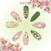 LPOODDNU Easter Press on Nails Almond Medium Fake Nails Cute