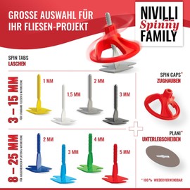 NIVILLI Plani for Nivilli Spiny Levelling System Washers for Nivilli Levelling System Suitable for All Nivilli Tabs (Thread Tabs), Laying Aid, Pull Tabs, Tile Laying Aid