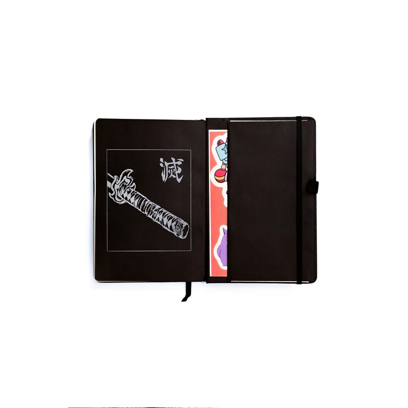 Onigiri Notebooks Demon Slayer inspired Hanafuda (Black) Anime Vegan Leather