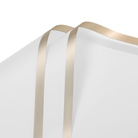 GLOKUUCA Gold Edge Flower Wrapping Paper - 10 Sheet Waterproof Floral Bouquet Wrapping Paper Fits for Wedding Graduation Gifts - (22.8x22.8 Inch, White)