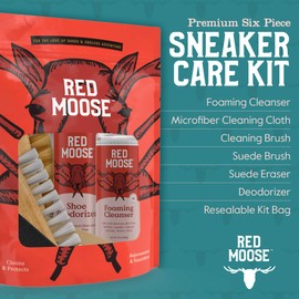 RED MOOSE Shoe Cleaner Kit - 6pc Sneaker Cleaning Set - Brushes, Deodorizer, Stain Remover