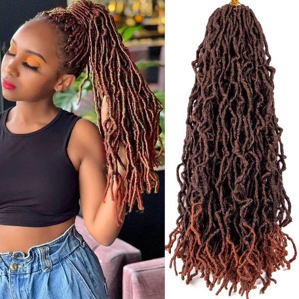 Nu Faux Locs 24-inch Synthetic Fiber Hair Extensions 6 Packs / Lot Curly Wavy Pre-Looped T350#