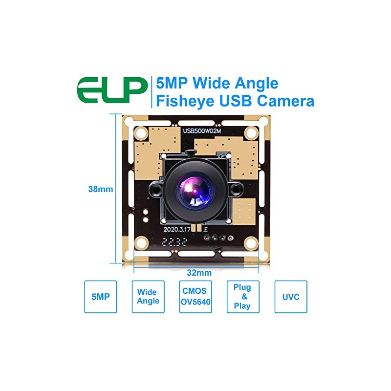 ELP 170 Degree Wide Angle USB 5 Megapixel Webcam Usb