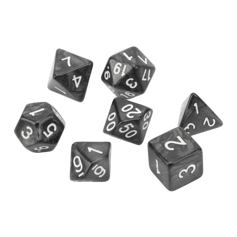 35Pcs Plastic Dice Kit Pearl Pattern White Numbers Polyhedral Dices
