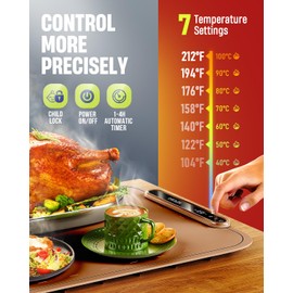 Food Warming Mat for Buffet, VEPOKA Food Warming Mats for Countertop, Silicone Heating Mat with 7 Temperature Levels& Auto Shut-Off, Food Warmers for Parties, Gatherings, Everyday Use