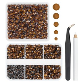 qiipii 2 Boxes Chocolate Resin Rhinestones for Crafting Dark Brown Diamonds Flatback Stones 2mm 3mm 4mm 5mm 6mm Non-Hotfix Crystals Gems Charms Supplies for Nails Face Eyes Makeup Tumblers DIY Crafts