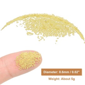 HARFINGTON Nail Art Beads 0.02" (0.6mm) Mini Metal 3D Caviar Nails Beads Ball Bubble Bead with Bags for Nail Art DIY Craft Decoration, Gold Tone