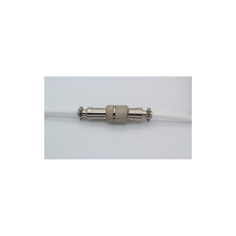 White Coiled Cable for Mechanical Keyboards (5 ft, USB-C Nickel