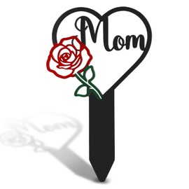FACULX Metal Mom Grave Marker Memorial Plaque for Remembrance, Cemetery Stake Gravesite Decoration for Outdoor, Sympathy Gifts for Loss of Mother