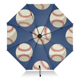 ALAZA Folding Umbrella Baseball Vintage Compact Travel Umbrella Automatic Open Close, Inverted Umbrella for Rain Windproof Sun Umbrella UV Protection Large Portable Reverse Umbrella
