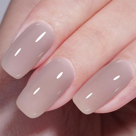 AILLSA Nude Gel Polish Edinburgh Grey Translucent Gel Nail Polish Light Color Jelly Gel Polish Long Lasting Warm Gray Neutral Nails Soak Off U V Gel for Nail Art at Home Valentine Gift 0.51 Oz GB132