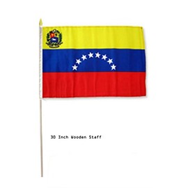 AES 12x18 12"x18" Venezuela Country Stick Flag 30" Wooden Staff