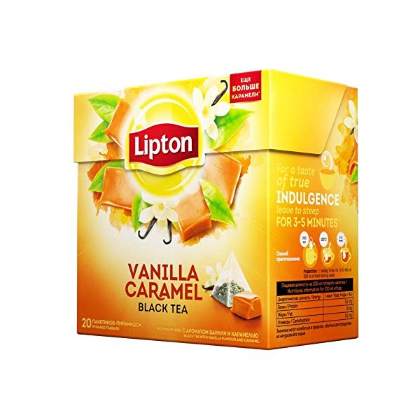 Lipton Black Tea Pyramids, Vanilla Caramel 20 ct (Pack of 6)