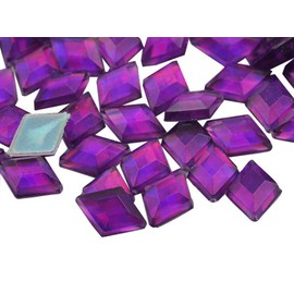 Allstarco 10x7mm Purple Amethyst Lite AB Flat Back Diamond Acrylic Rhinestones Plastic Gems for Jewelry Making Costume Jewels Cosplay Embelishments - 100 Pieces