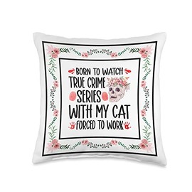 Watch True Crime Series With Cat, Murder Show Murderino Throw Pillow