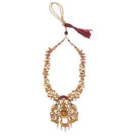 Bodha Traditional Indian HandcraftedAntique Gold Plated Godess Lakshmi Temple Jewellery Necklace with Matching Earring for Women (SJ_2917)