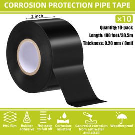 Nuanchu 10 Pcs 2" x100ft Pipe Wrap Tape, 8.0mil PVC Corrosion Protection