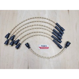 Ton's Performance Chevy 216 235 7mm Cloth Covered Spark Plug Wire Set Vintage Wires Inline 6 White