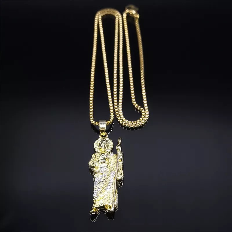 TENDER LIHOME Collar Medalla San Judas Tadeo Cadena Dije Acero