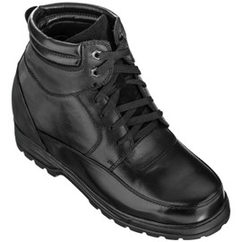 Calden Men's Invisible Height Increasing Elevator Shoes - Black Leather Lace-up Military Boots with Extra Tall - 5.2 Inches Taller - K881801 - Size 8 D(M) US