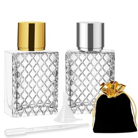 Luxsego Refillable Perfume Bottle 50ml/1.69oz Glass Spray Bottles, Empty Fine Mist Atomizer Clear Glass Essential Oil Container for Travel Gift, Diamond-Cut Design Sprayer for Cologne